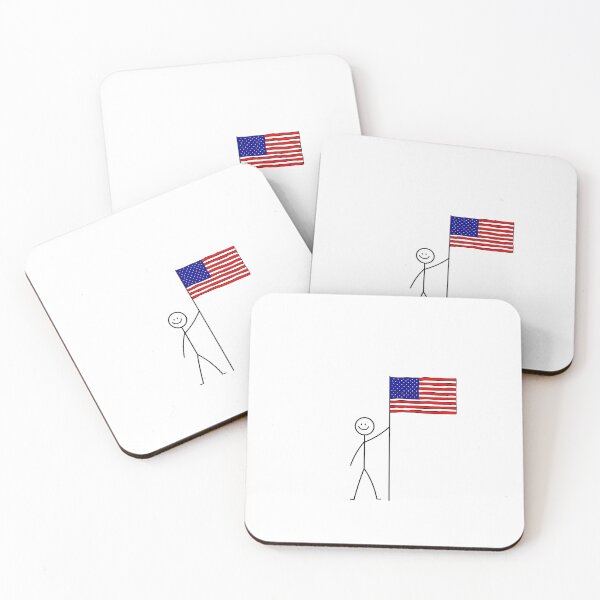 Item preview, Stick Figure Holding American Flag designed and sold by ScribbleHaus.