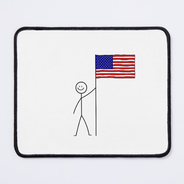 Item preview, Stick Figure Holding American Flag designed and sold by ScribbleHaus.