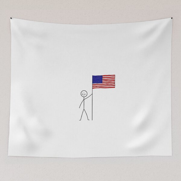 Item preview, Stick Figure Holding American Flag designed and sold by ScribbleHaus.