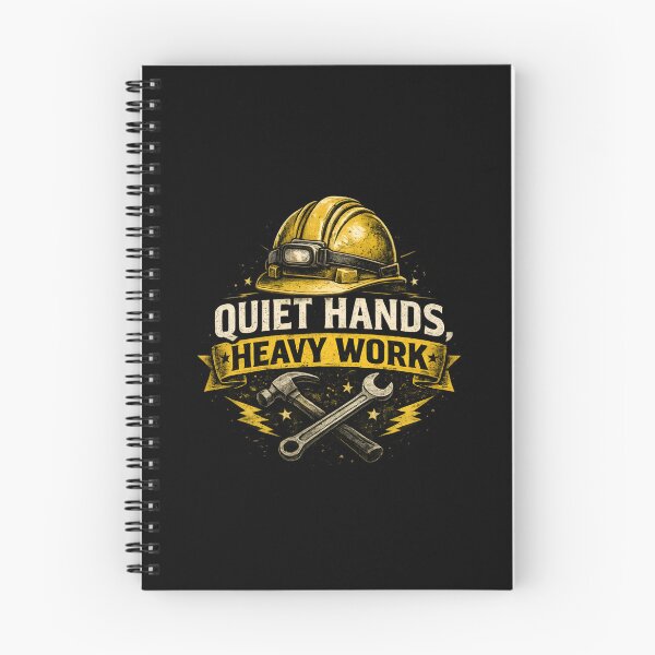 Item preview, Quiet Hands Heavy Work – Hard Hat Tradesman Quote Design designed and sold by Zayn Studio.