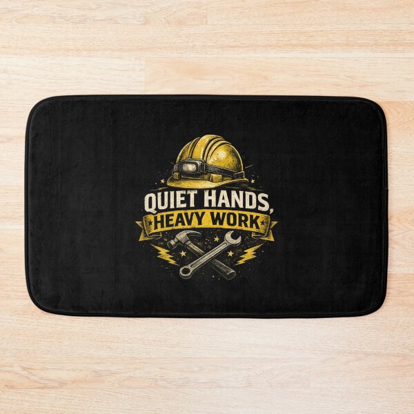 Item preview, Quiet Hands Heavy Work – Hard Hat Tradesman Quote Design designed and sold by Zayn Studio.