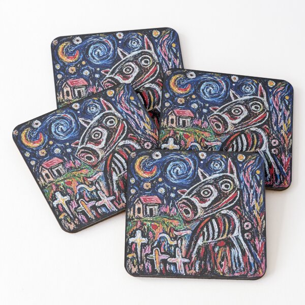 Item preview, Abstract Dog Night Painting designed and sold by Modaozushi216.