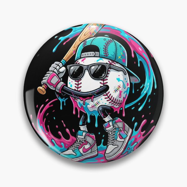 Item preview, Cool Baseball Character with Bat in Neon Paint Splatter Urban Style designed and sold by TopKult.