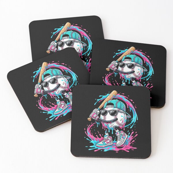 Item preview, Cool Baseball Character with Bat in Neon Paint Splatter Urban Style designed and sold by TopKult.