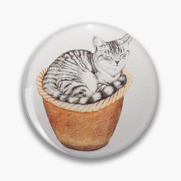 Item preview, Cat Sleeping in a Plant Pot Drawing designed and sold by helenannestudio.