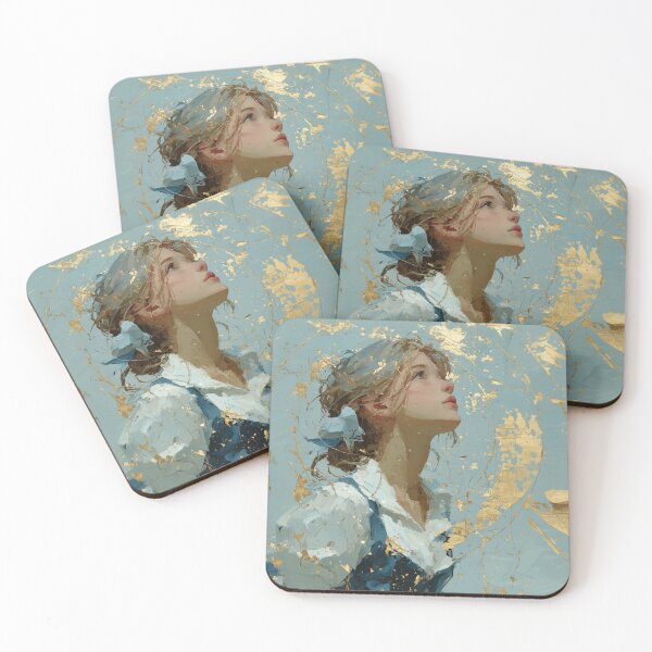 Item preview, Dreamy Girl with Golden Impasto Oil Texture designed and sold by colorful-white.