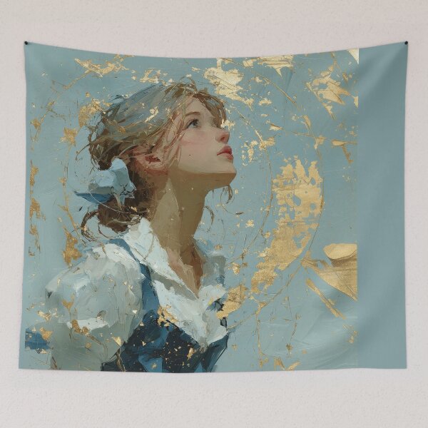 Item preview, Dreamy Girl with Golden Impasto Oil Texture designed and sold by colorful-white.