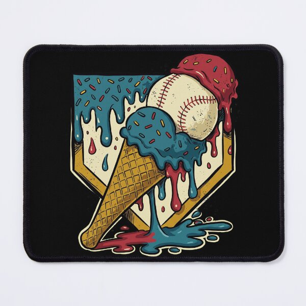 Item preview, Melting Baseball Ice Cream Cone Hand-Drawn Sports Art designed and sold by TopKult.