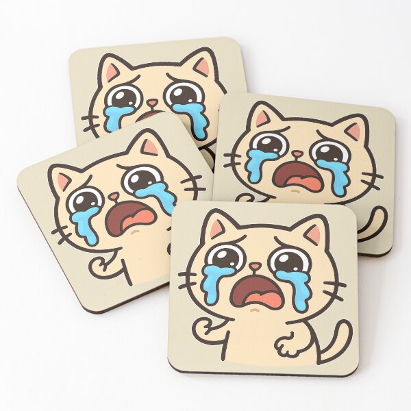 Item preview, Crying Cat Meme Sticker – Emotional Funny Cat designed and sold by PixelPicsStudio.