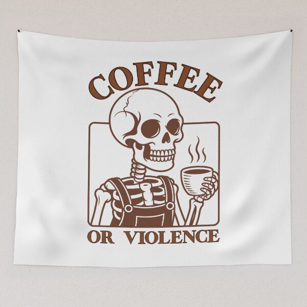 Item preview, coffee or violence simple classic design designed and sold by OldSkullDesigns.