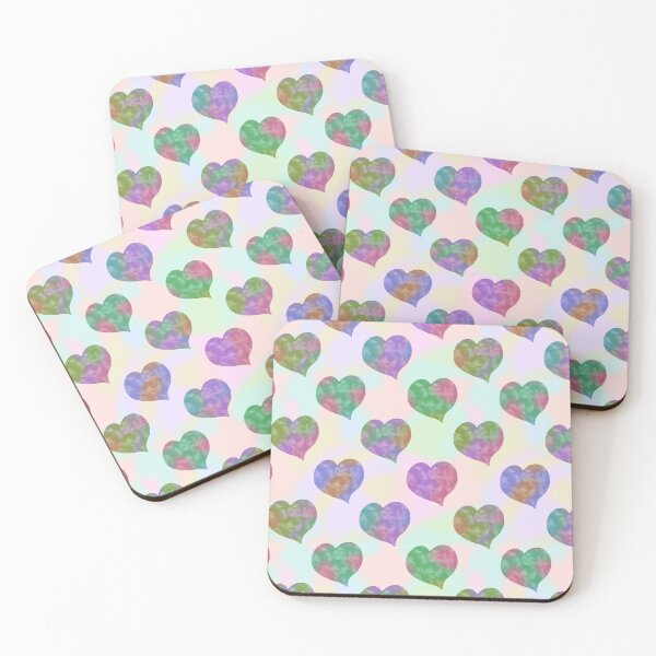Item preview, Colorful watercolor hearts pattern, hand drawn rainbow  designed and sold by SweetLilith.