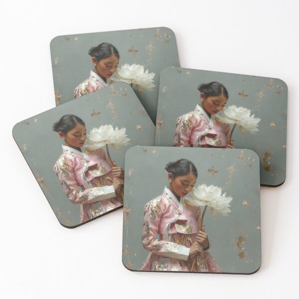 Item preview, Elegant Korean Woman in Pink Gold Hanbok designed and sold by colorful-white.