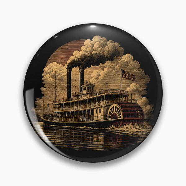 Item preview, Steamboat On A Smoky River designed and sold by Funny Vintage Stickers And T-Shirts.