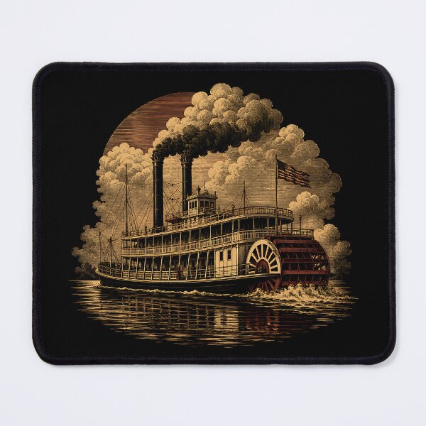 Item preview, Steamboat On A Smoky River designed and sold by Funny Vintage Stickers And T-Shirts.