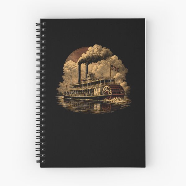 Artikelvorschau, Dampfschiff auf einem rauchigen Fluss entworfen und verkauft von Funny Vintage Stickers And T-Shirts.