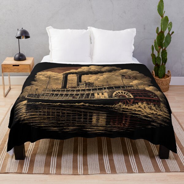 Item preview, Steamboat On A Smoky River designed and sold by Funny Vintage Stickers And T-Shirts.