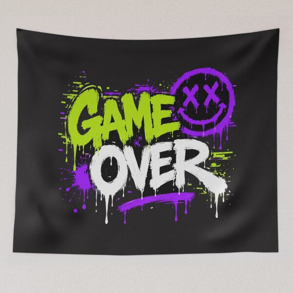 Item preview, GAME OVER Gaming Graffiti Tee | Neon Gamer Streetwear designed and sold by JustResultsCo.