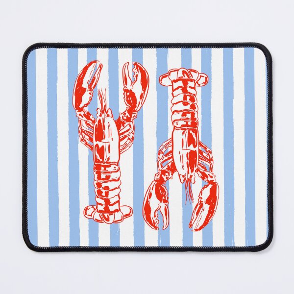 Item preview, Vintage Coastal Lobsters with Light Blue Stripes designed and sold by MaiZephyr.