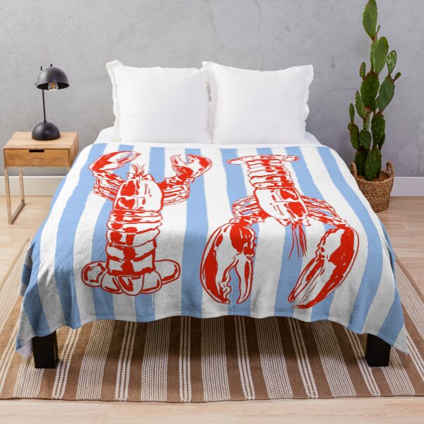 Item preview, Vintage Coastal Lobsters with Light Blue Stripes designed and sold by MaiZephyr.