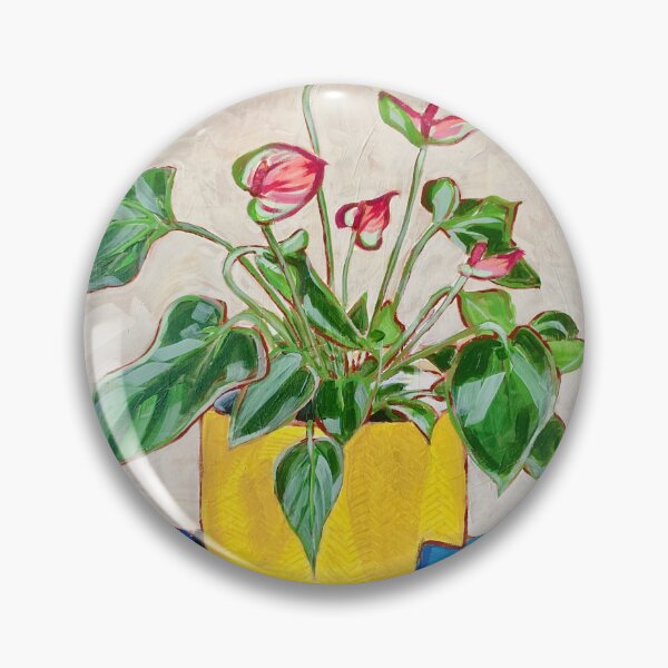 Item preview, Anthurium Flowering Plant in a Yellow Pot Painting designed and sold by helenannestudio.