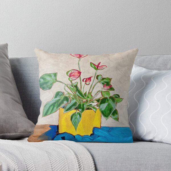 Item preview, Anthurium Flowering Plant in a Yellow Pot Painting designed and sold by helenannestudio.