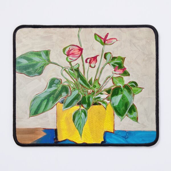 Item preview, Anthurium Flowering Plant in a Yellow Pot Painting designed and sold by helenannestudio.