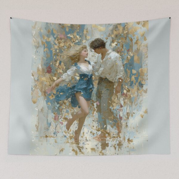 Item preview, Romantic Couple Dancing in Golden Impasto Light designed and sold by colorful-white.