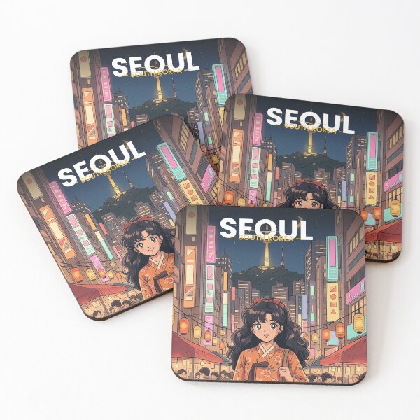 Item preview, Seoul Night Market Anime - Korea Retro 80s Travel Poster designed and sold by Edszart.