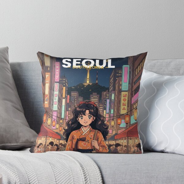 Item preview, Seoul Night Market Anime - Korea Retro 80s Travel Poster designed and sold by Edszart.