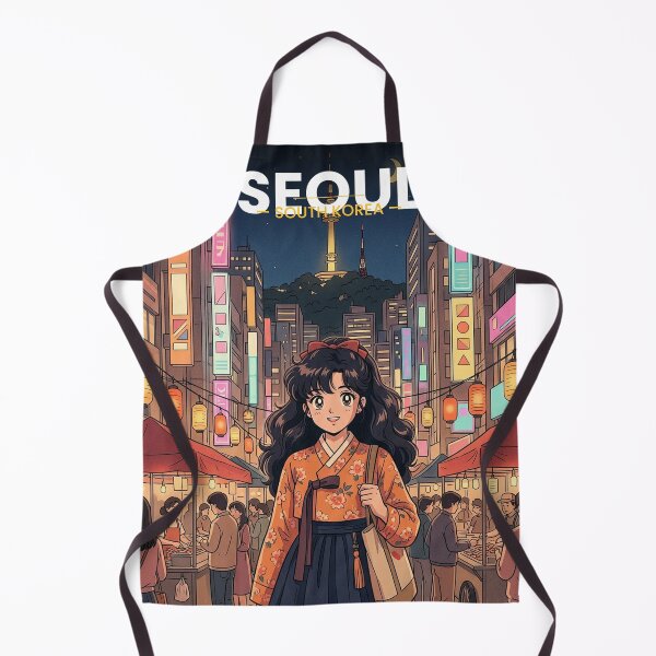 Item preview, Seoul Night Market Anime - Korea Retro 80s Travel Poster designed and sold by Edszart.