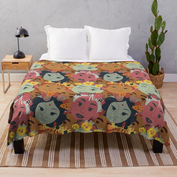 Item preview, Boho Floral Faces Seamless Pattern Design designed and sold by NadDot.