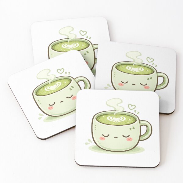 Item preview, Cute Sleepy Matcha Latte Sticker | Kawaii Coffee Aesthetic designed and sold by AvasArtistic.