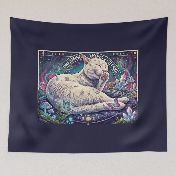 Item preview, Celestial White Cat Fantasy Art designed and sold by MoonPurrStudio.