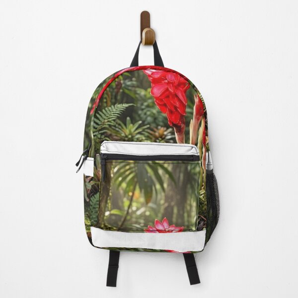Item preview, Vibrant Red Ginger Flower in Lush Tropical Rainforest designed and sold by Mindful Heritage.
