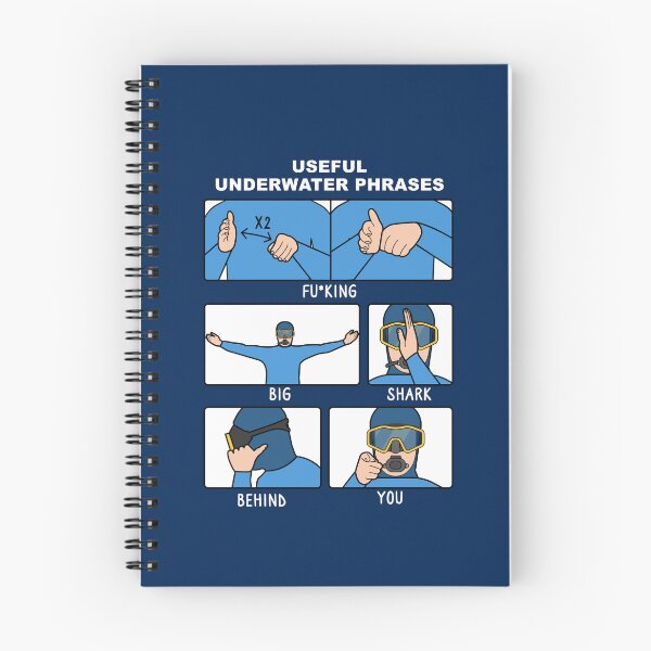 Item preview, Scuba Diving Hand Signals – Big shark behind you joke (on dark colors) designed and sold by messy-nessie.