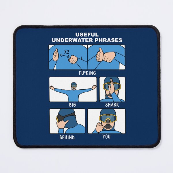 Item preview, Scuba Diving Hand Signals – Big shark behind you joke (on dark colors) designed and sold by messy-nessie.