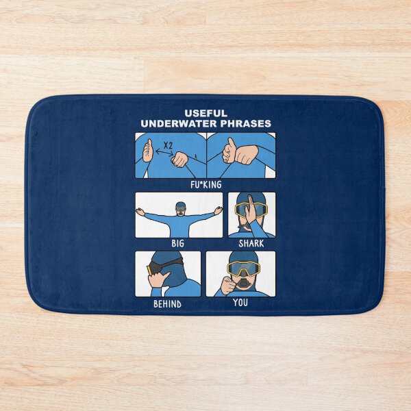 Item preview, Scuba Diving Hand Signals – Big shark behind you joke (on dark colors) designed and sold by messy-nessie.