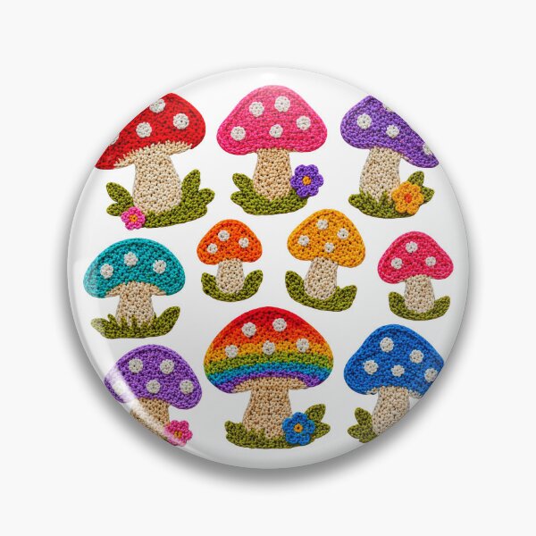 Item preview, Crochet-Style Rainbow Colors Mushrooms Print Shapes Mania designed and sold by Shapes-Mania.