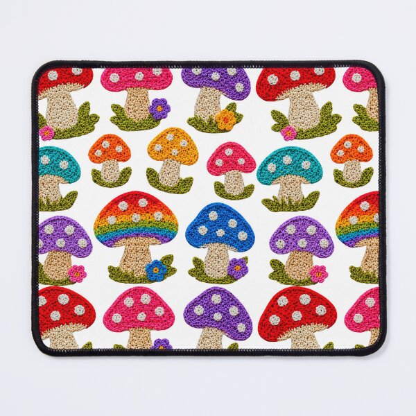 Item preview, Crochet-Style Rainbow Colors Mushrooms Print Shapes Mania designed and sold by Shapes-Mania.