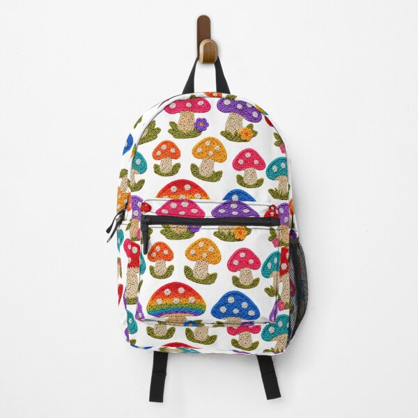 Item preview, Crochet-Style Rainbow Colors Mushrooms Print Shapes Mania designed and sold by Shapes-Mania.