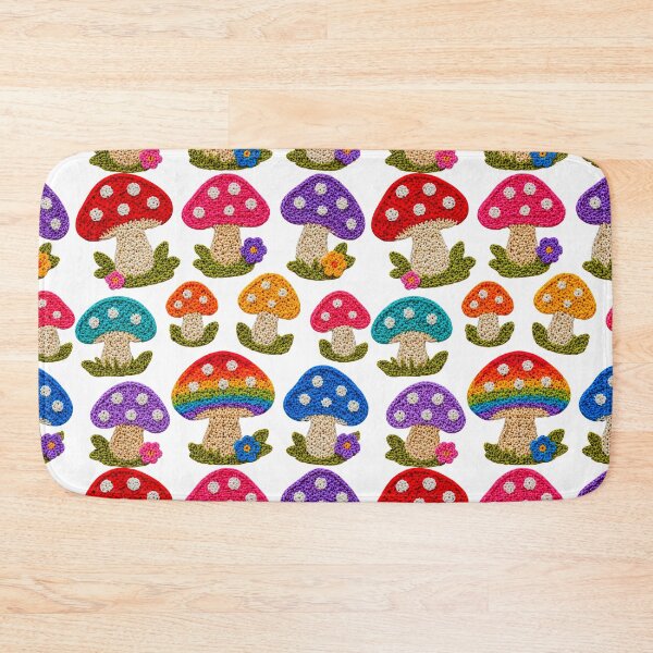 Item preview, Crochet-Style Rainbow Colors Mushrooms Print Shapes Mania designed and sold by Shapes-Mania.