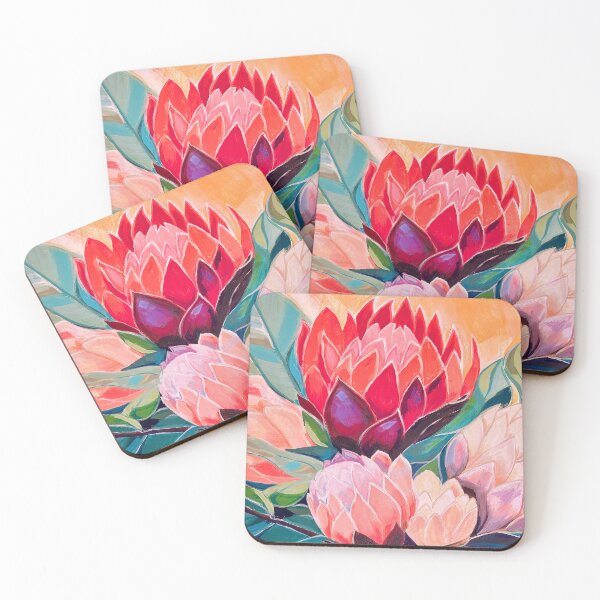 Item preview, Colourful Protea Flowers Painting designed and sold by helenannestudio.