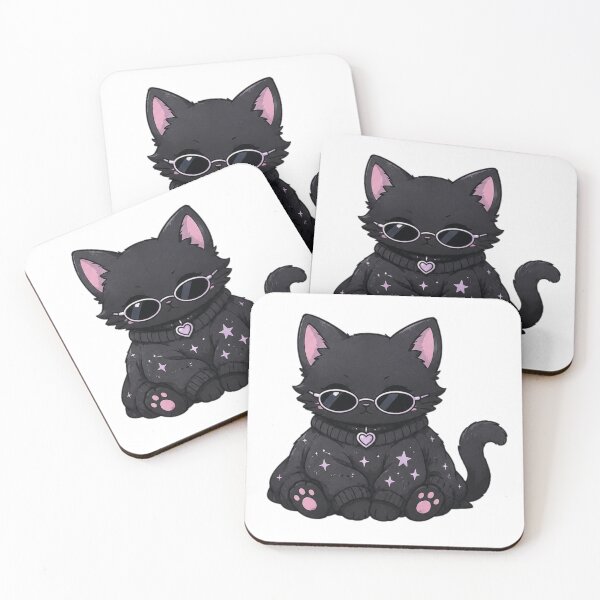 Item preview, Pastel Goth Black Cat Sticker | Cute Spooky Cat Aesthetic designed and sold by AvasArtistic.