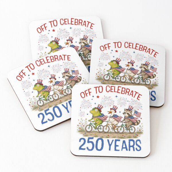 Item preview, Off to Celebrate 250 Years Funny 250th American Anniversary Frog Goose Raccoon designed and sold by Patchina.