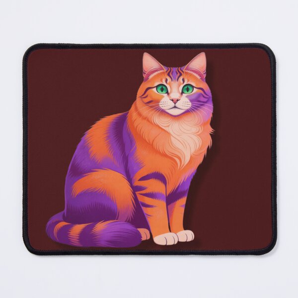 Item preview, Vibrant Purple and Orange Tabby Cat Illustration - Synthwave Style designed and sold by MarZeDesigns .