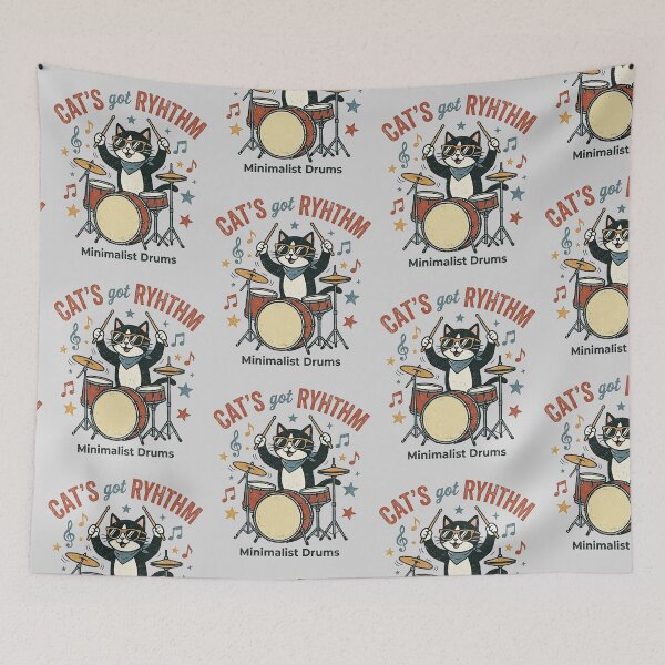 Item preview, Cat's Got Rhythm: Cool Drummer Cat Art designed and sold by Style-InkPulse.