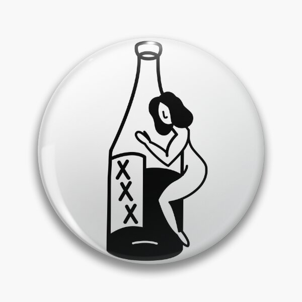 Item preview, Let's Drink Bottle Bar Humor Blackwork Tattoo Flash Sticker designed and sold by villacruz.