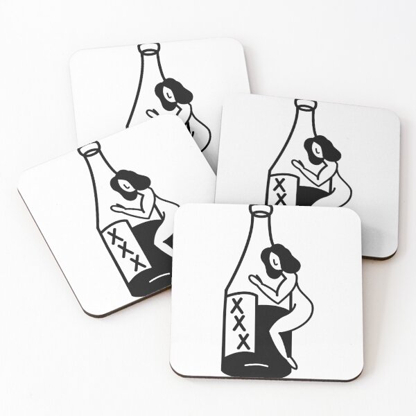 Item preview, Let's Drink Bottle Bar Humor Blackwork Tattoo Flash Sticker designed and sold by villacruz.