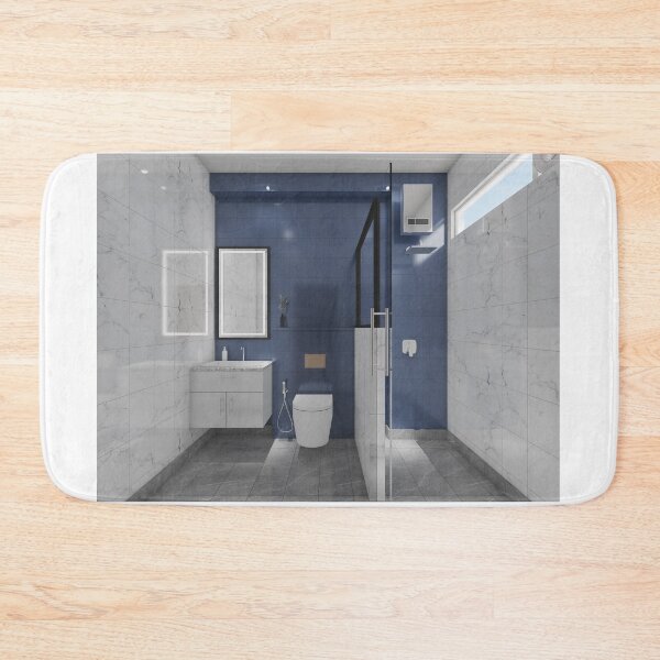 Item preview, Elegant White Marble and Blue Accent Bathroom Art designed and sold by ruchikadesigns.