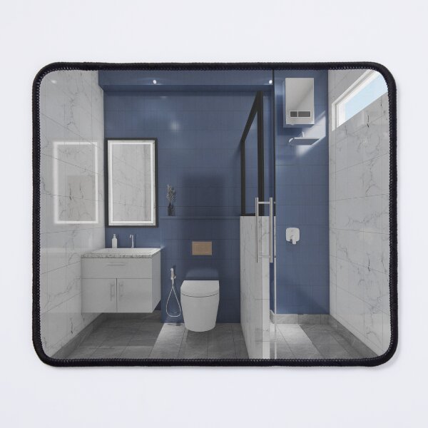 Item preview, Elegant White Marble and Blue Accent Bathroom Art designed and sold by ruchikadesigns.